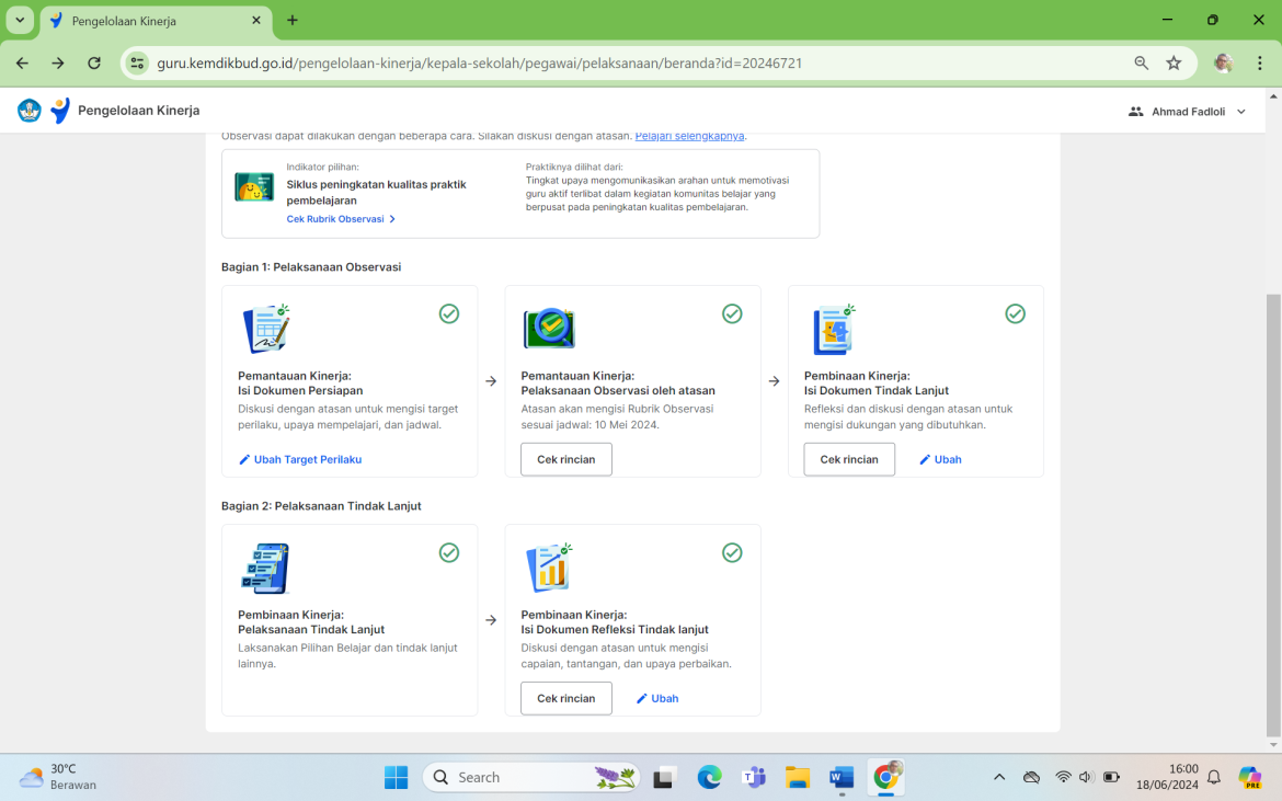 Contoh Jawaban  Kepala Sekolah sebagai Pegawai di E Kinerja Tahap Dokumen Refleksi Tindak Lanjut